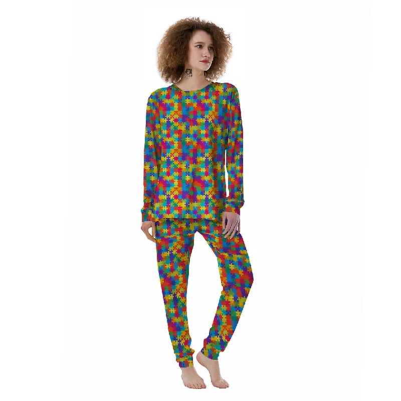 Awareness Puzzle Colorful Autism Print Women's Pajamas