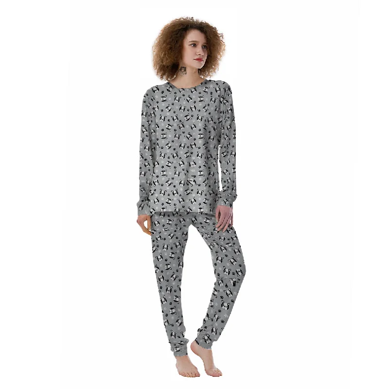 Boston Terrier Faces Cute Print Women's Pajamas