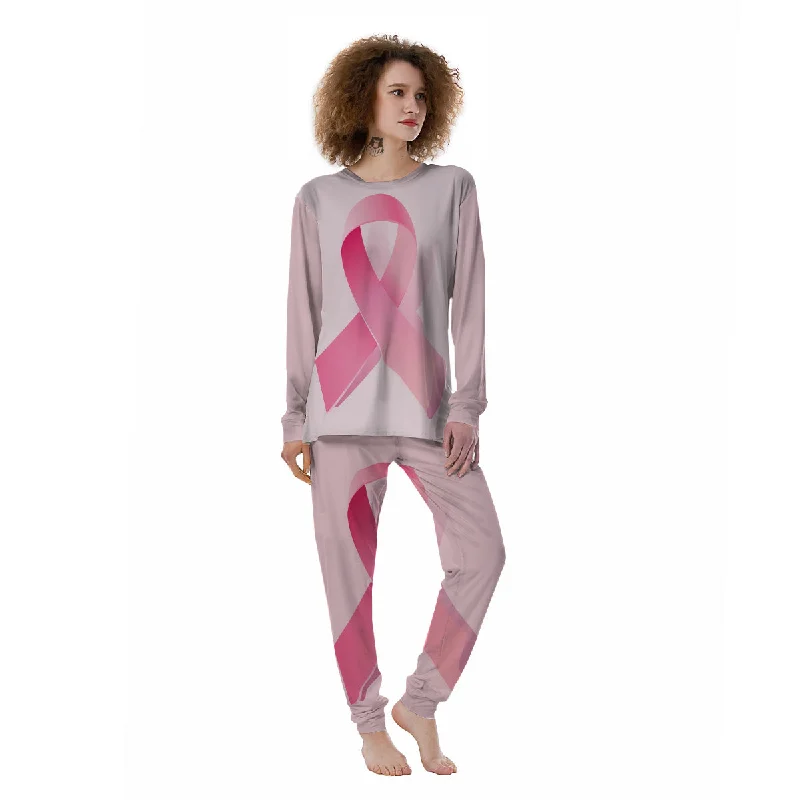 Breast Cancer Awareness Ribbon Print Women's Pajamas