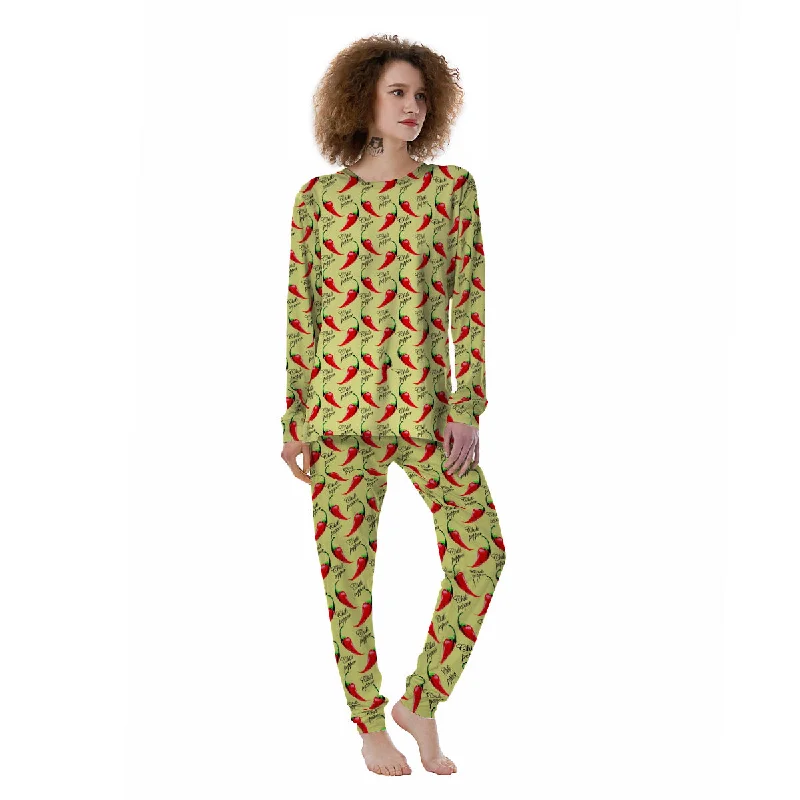 Chili Pepper Vintage Print Pattern Women's Pajamas