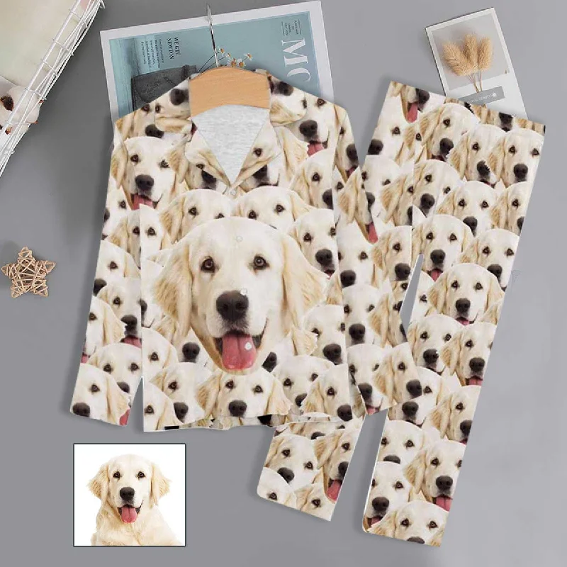 Custom Face My Lovely Dog Women's Long Sleeve Pajama Set Pajama Top&Pajama Bottom