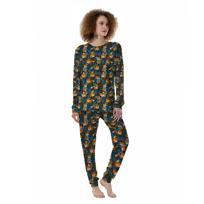 Cute Fox Print Pattern Women's Pajamas