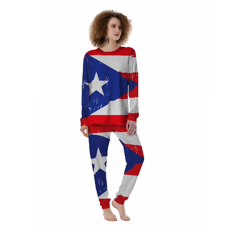 Puerto Rico Flag Print Women's Pajamas