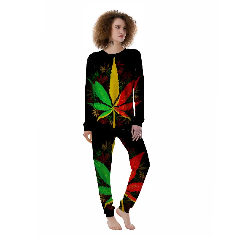 Rasta Cannabis Print Women's Pajamas