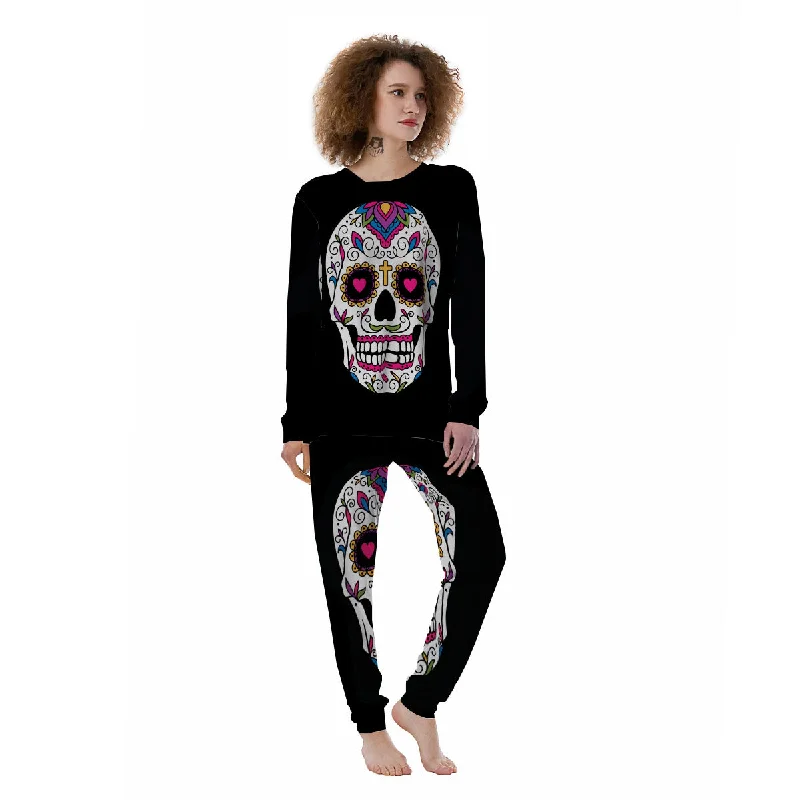 Sugar Skull Day Of The Dead Print Women's Pajamas