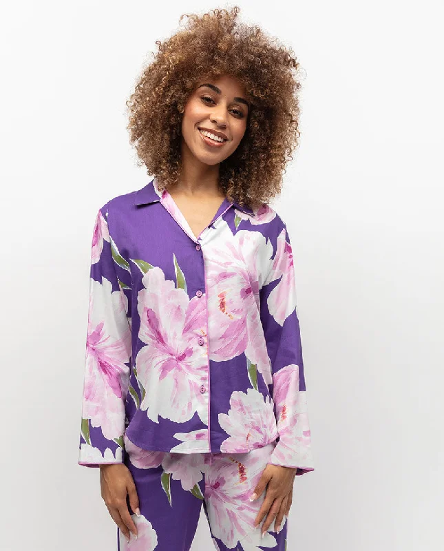 Valentina Purple Floral Print Pyjama Top