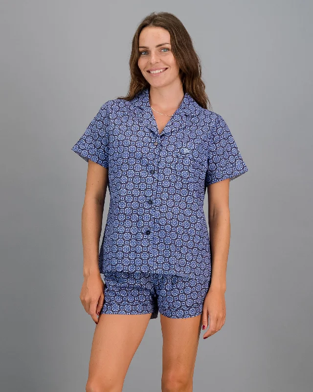 Womens Short Pyjamas Set Indigo Floral