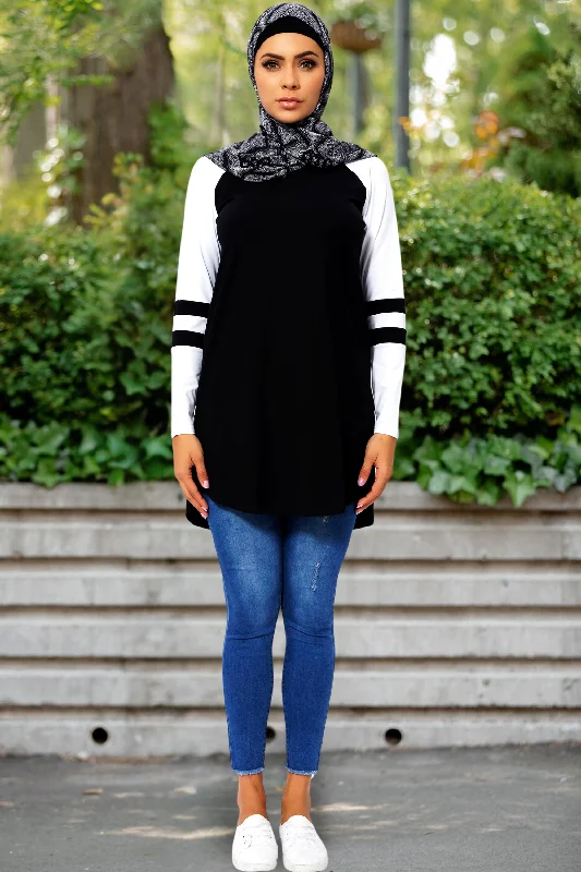 Black Basic Long Sleeve Cotton Tunic - Clearance