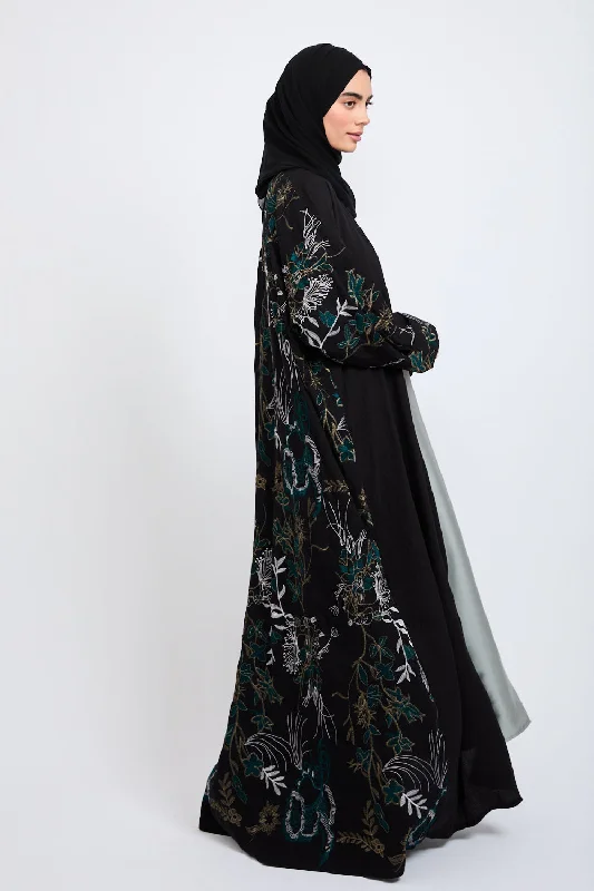 Premium Mirabella Floral Embroidered Open Abaya