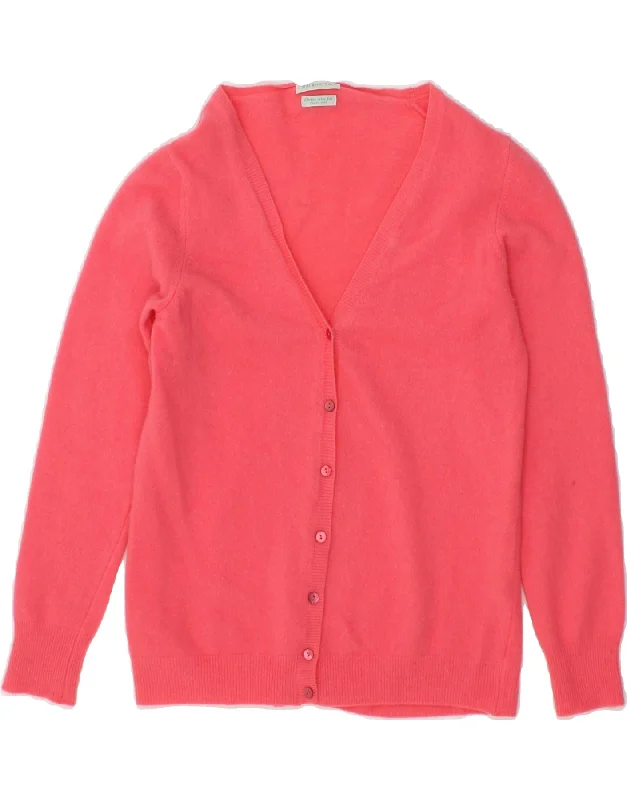 BENETTON Womens Cardigan Sweater UK 10 Small Pink Merino Wool