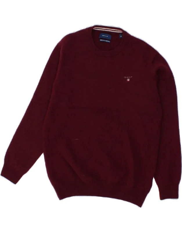 GANT Womens Crew Neck Jumper Sweater  UK 14 Medium Burgundy Lambswool