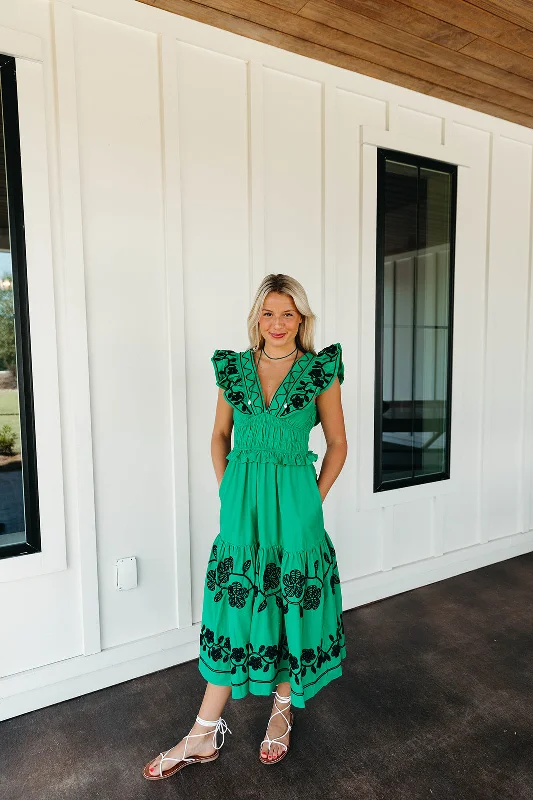 Cheers Midi Dress - Emerald