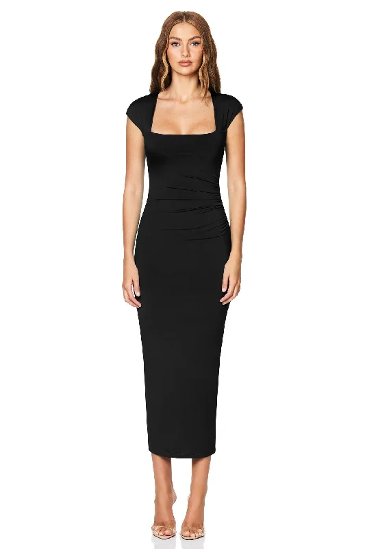 Nookie Dare Cap Sleeve Midi Dress - Black