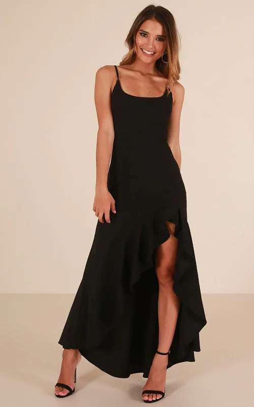 Asymmetric Cami Flounce Long Dress