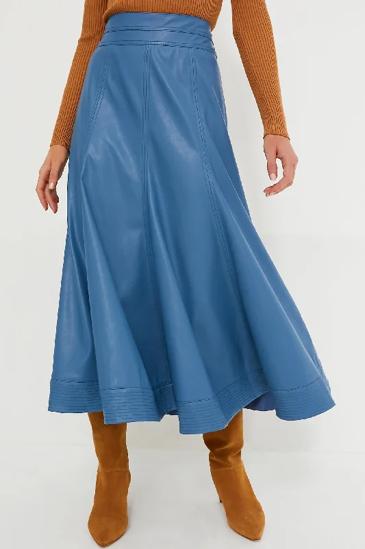 Blue Leather Brynn Skirt