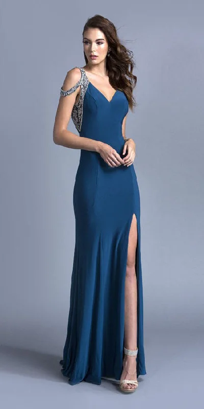 Aspeed L2007 Chiffon Long Dress V-Neck and Back