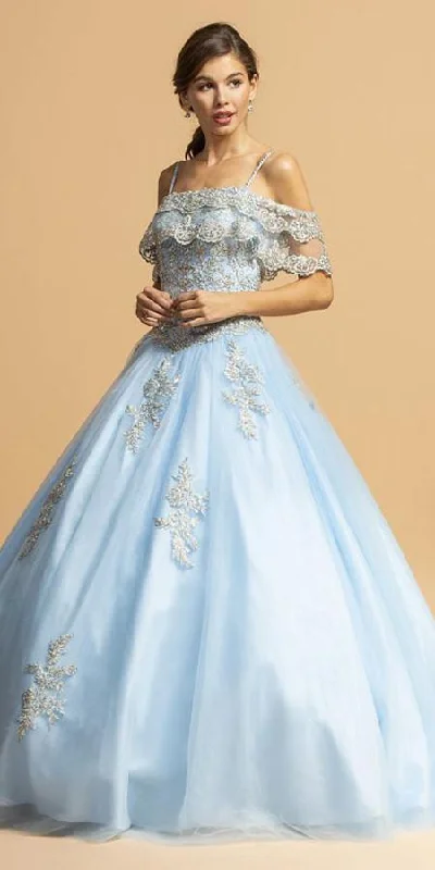 Aspeed L2132 Cold-Shoulder Long Quinceanera Dress