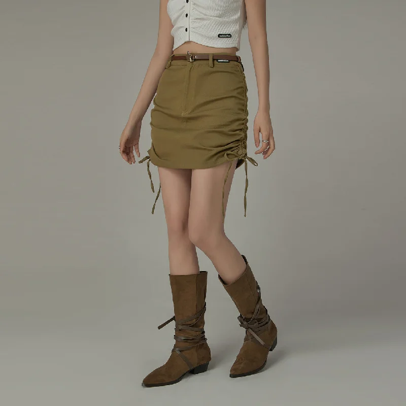 String Shirring Mini Skirt