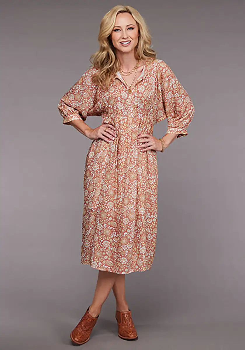 Stetson Sunset Floral Dress (Pink) - Women's Long Dress