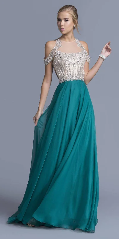 Aspeed L2059 Cold Shoulder Long Dress Cut-Out Back