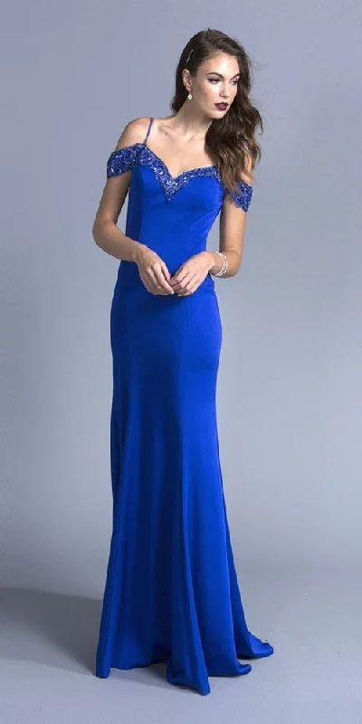 Aspeed L2058 V-Neck Cold-Shoulder Long Dress