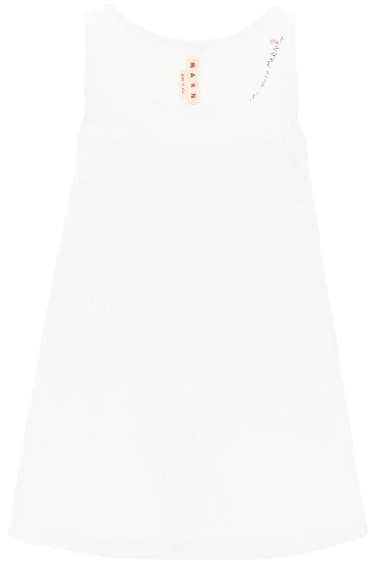 Flared Dress With Hand-embroidered  - White