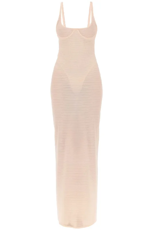 Transparent Dress With Integrated Bodysuit  - Pink