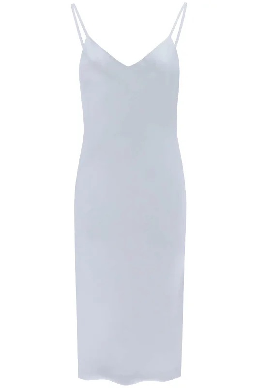 Crepe Satin Slip Dress  - Grey