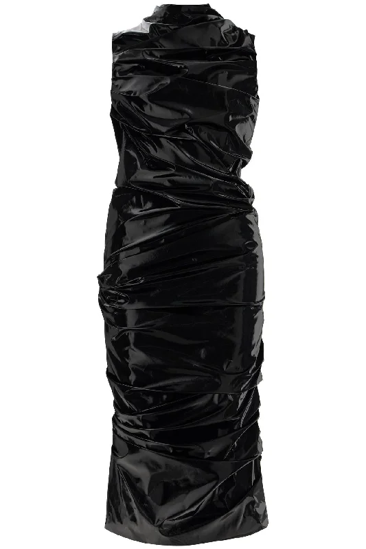 Laminated Jersey Dress  - Black