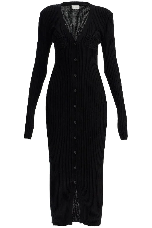 Crochet Cardigan Dress  - Black