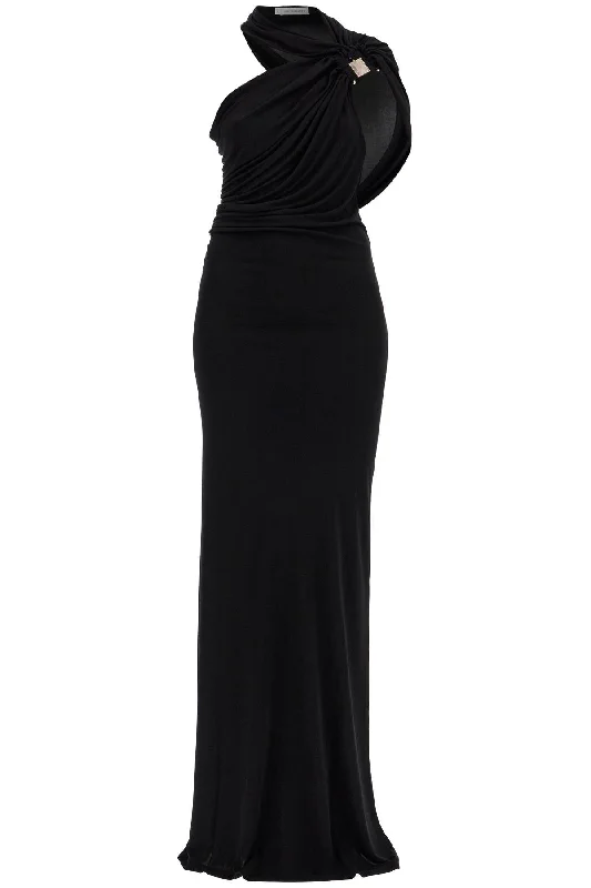 Asymmetric American Neckline Dress With Asym  - Black