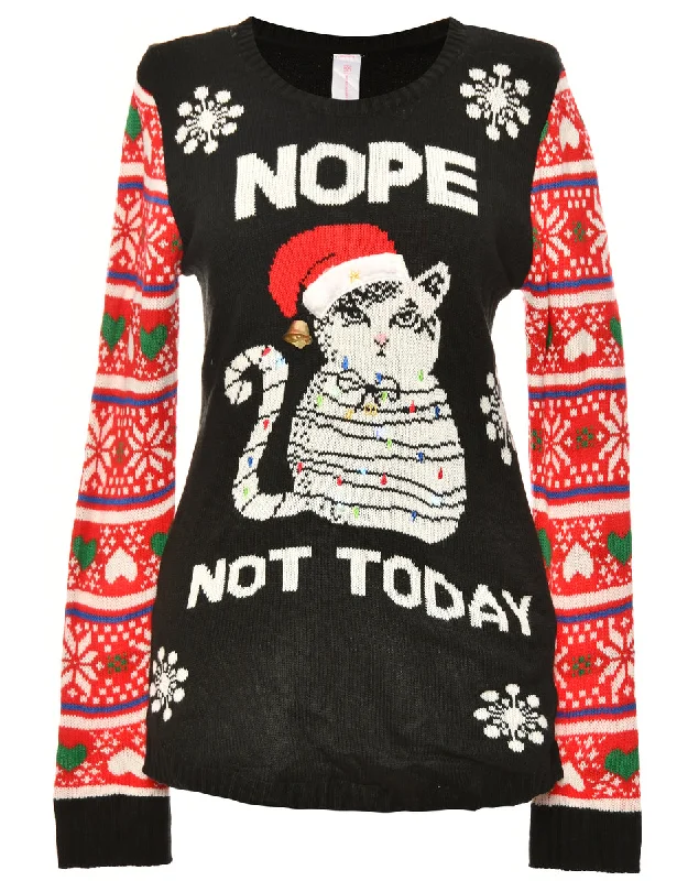 Black Cat Christmas Jumper - L