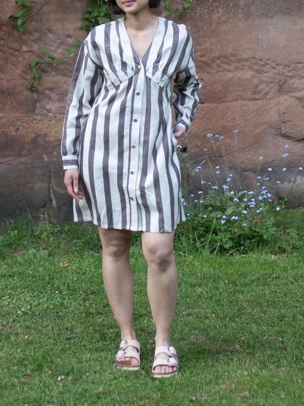 Brooklyn Shift Stripes Dress Grey