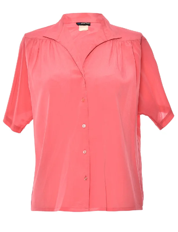 Button Front Pink Blouse - L