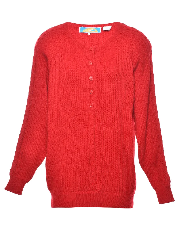 Button Through Red Jumper - L