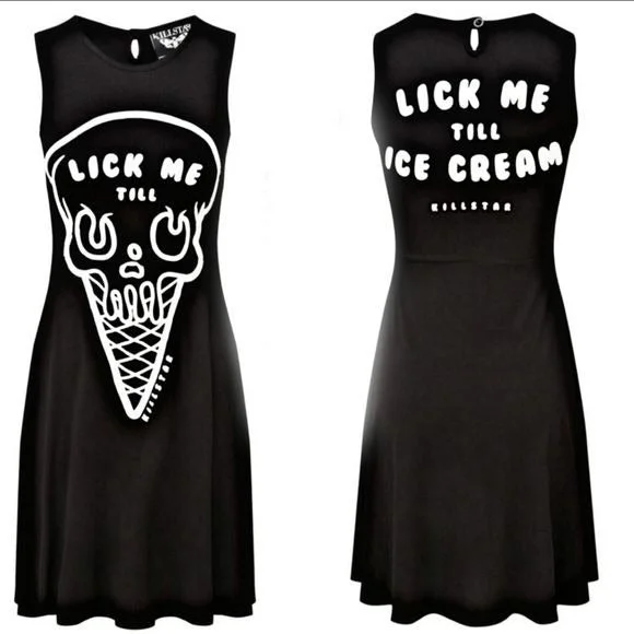 Day or Night Dress | iScream | Skater Dress Gothic Black Soft Jersey Fabric