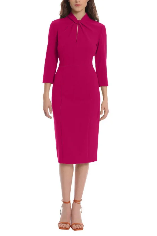 Donna Morgan Womens Knotted Crepe Sheath Dress