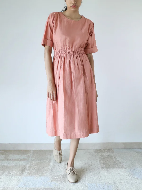 Elasticated Waist Dress Coral