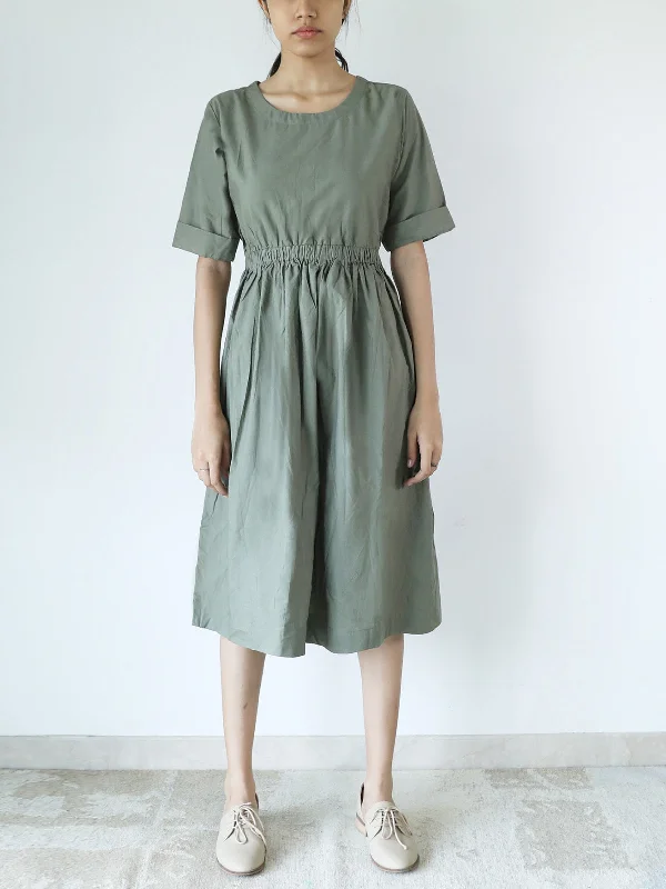 Elasticated Waist Dress Olive