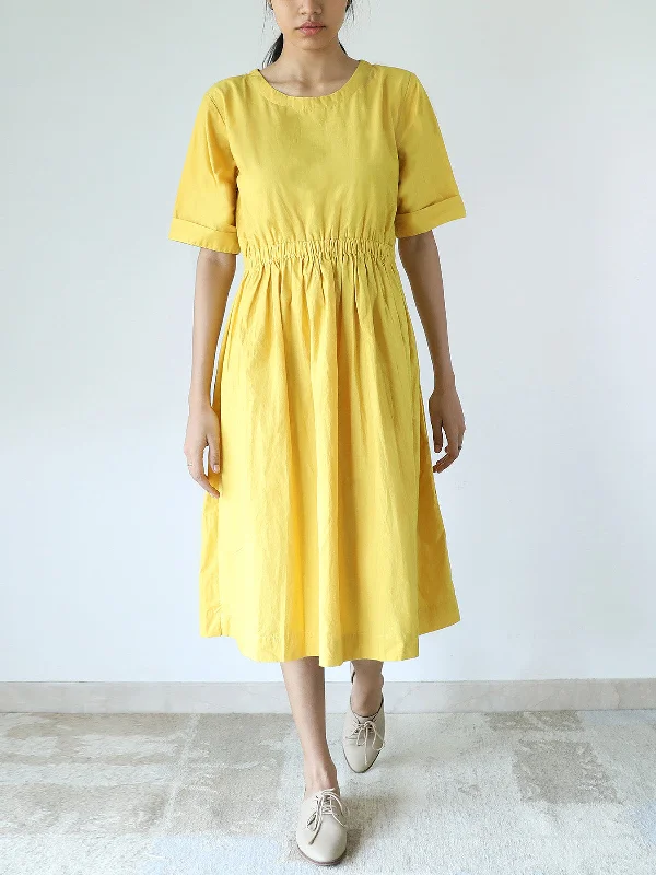 Elasticated Waist Dress Yellow