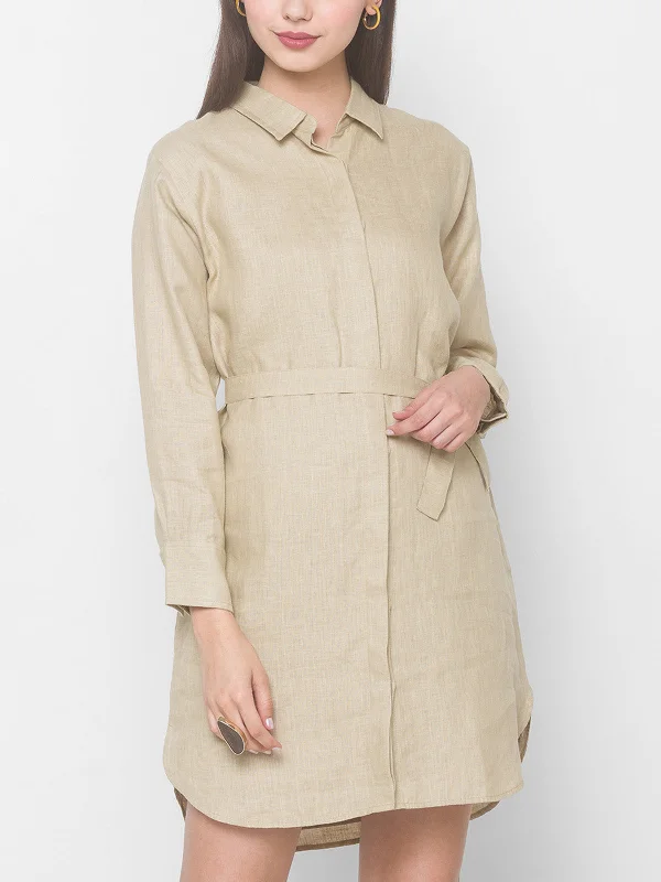 Elder Linen Dress Beige