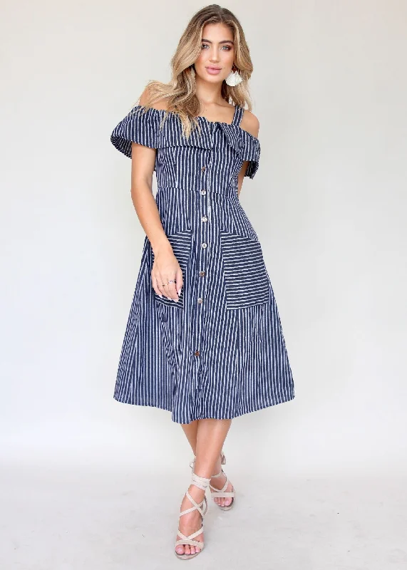 End Game Dress - Navy Stripe