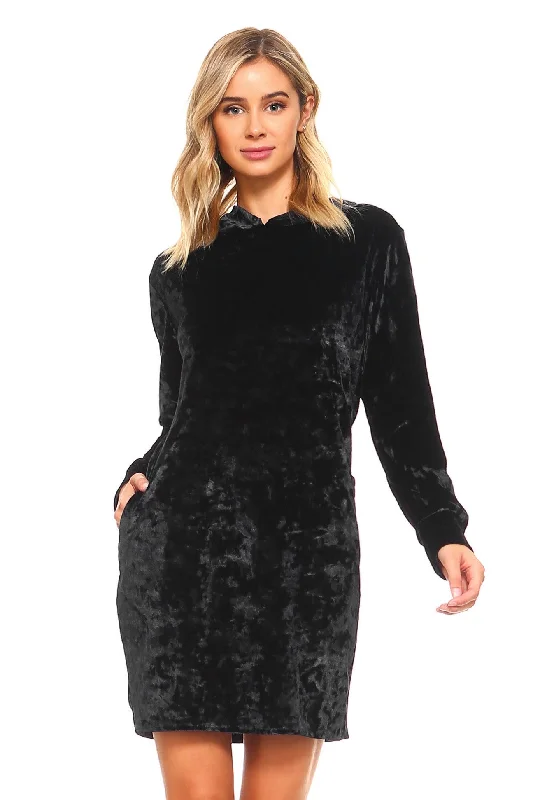 Cool Girl Crushed Velvet Hoodie Dress