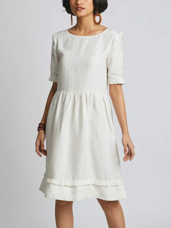 Flare Ruffle Dress White