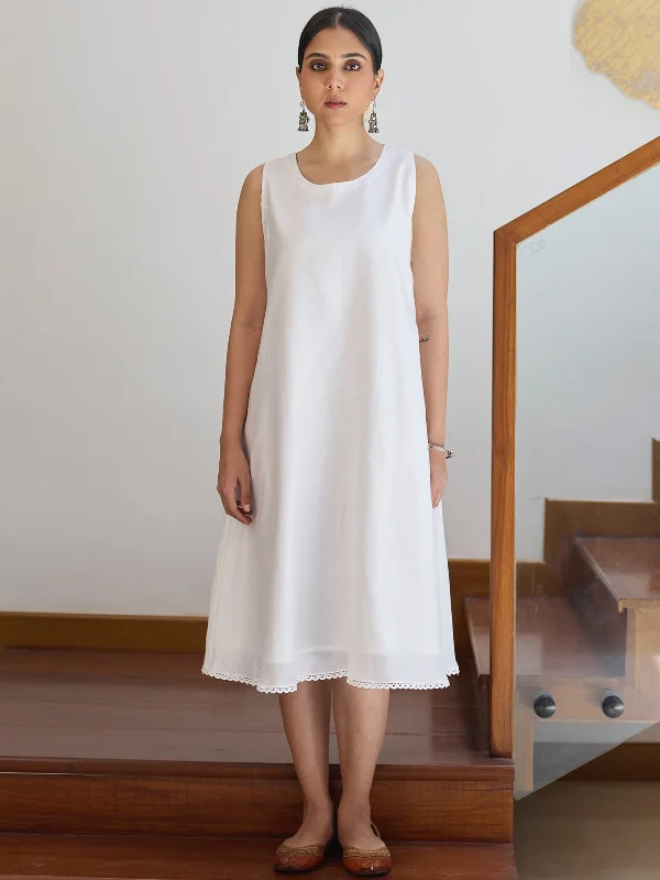 Flared Slip Dress White