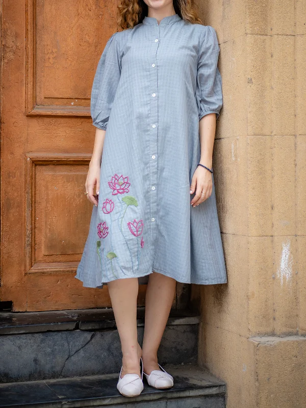 Grey Hand Embroidered Dress