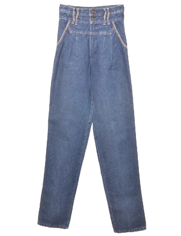 High Waist Indigo Tapered Jeans - W26 L37