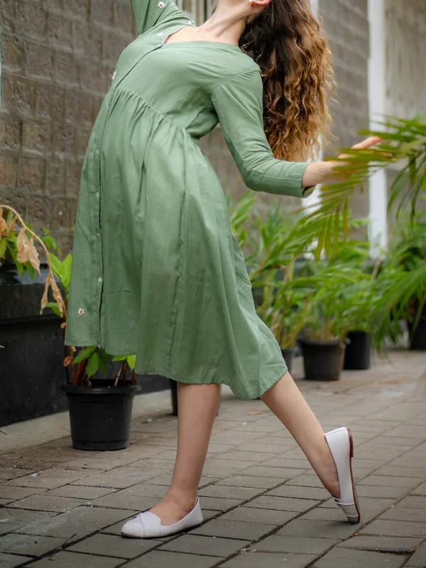 Jade Green Hand-Embroidered Dress