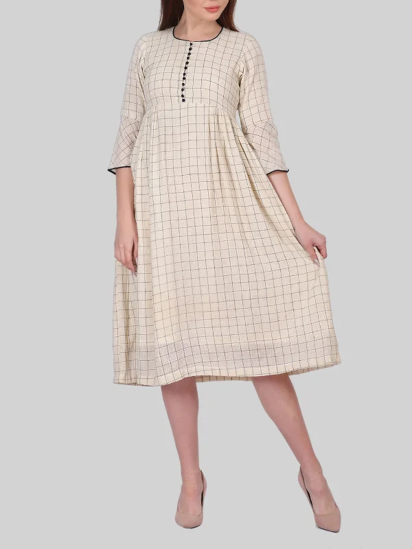 Kala Cotton Dress Beige And Black