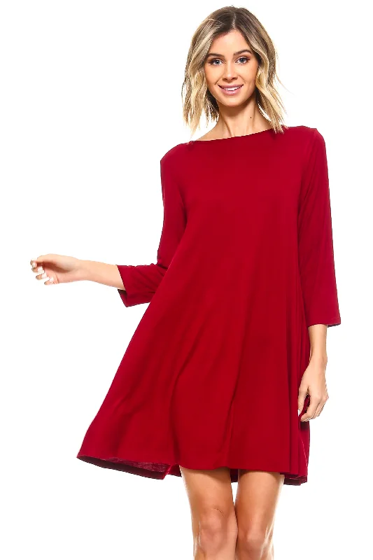 Endless Possibilities ¾-Sleeve Swing Dress